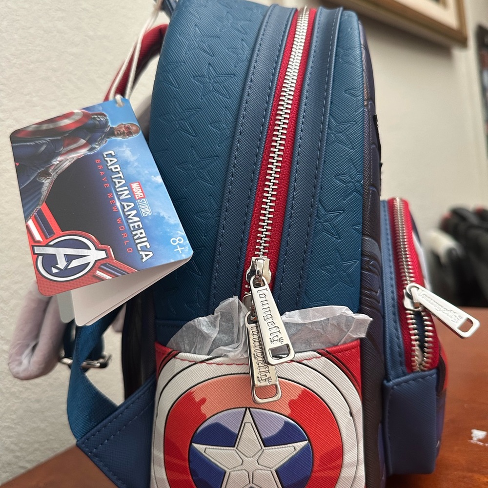 Loungefly Captain America Backpack - Red, Blue, White - Picture 2 of 4
